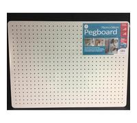 mysmartbuy.com White Pegboard with 12 Hooks - Thick MDF Wall Mounted Tool or Accessories Storage Organiser with Radiused Corners for Home, Garage, Shed, Workshop, Shop, Office - Measures 56 x 76cm