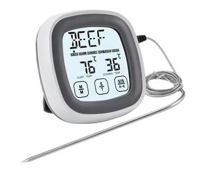 mysmartbuy Digital Instant Read Meat Thermometer with Probe, Stand, Magnetic Back & Timer for BBQ, Oven, Grill, Frying, Food Cooking in White mysmartbuy White