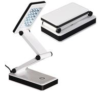 mysmartbuy Folding LED Touch Control Lamp - Battery or Mains Powered Super Bright Compact Portable Desk or Bedside Table Light with 24 LEDs in White mysmartbuy White