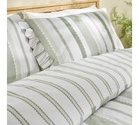 MySmartBuy Green Stripe Duvet Set with Frilled Edging - Home Comfort