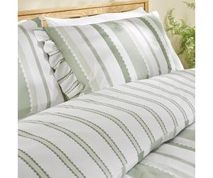 MySmartBuy Green Stripe Duvet Set with Frilled Edging - Home Comfort