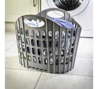 mysmartbuy Grey Folding Laundry Basket - Space Saving Foldable Pop-Up Washing Clothes Bin with Carry Handles & Hinged Base - 38L Capacity mysmartbuy Grey