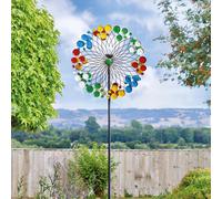 mysmartbuy Harlequin Illuminated Garden Wind Spinner with Solar Crackle Globe mysmartbuy Multicolor