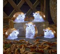 mysmartbuy.com Ice Hedgehogs Set of 5 40 Cool White LEDs Battery Operated Christmas Decoration Indoor & Outdoor Use Auto Timer 6hrs On/18hrs Off Winter Woodland Animal Festive Ornament