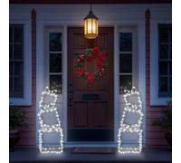 mysmartbuy Indoor Outdoor Pre-Lit Christmas Present Stack Light Decoration with 190 LEDs, 5m Lead, Ground Stakes & Timer - H73 x W26 x D11cm in White mysmartbuy White