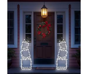 mysmartbuy Indoor Outdoor Pre-Lit Christmas Present Stack Light Decoration with 190 LEDs, 5m Lead, Ground Stakes & Timer - H73 x W26 x D11cm in White mysmartbuy White