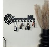 mysmartbuy Key-Shaped Wall Mounted Key Hanger with 7 Hooks - Black Decorative Metal Novelty Key Holder for Home, Entryway, Hallway, Office mysmartbuy Black