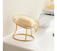 mysmartbuy Luxury Gold Soap Dish - Stain Resistant Soap Holder with Metal Frame & Plastic Dish for Bathroom, Baths, Showers, Kitchen Sink mysmartbuy Gold