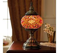 mysmartbuy Marrakech Table Lamp - Mains Powered Handcrafted Moroccan Style Indoor Home Lantern Light with Mosaic Glass - H27 x 13.5cm Dia mysmartbuy Multicolor 27 x 13.5 cm