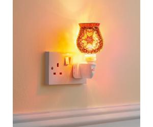 mysmartbuy Marrakesh Night Light - Mains Powered Indoor Home, Bedroom, Landing, Hallway Lighting with African Style Coloured Glass Mosaic in Orange mysmartbuy Orange