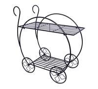 mysmartbuy Metal Garden Cart Plant Stand - 2 Tier Parisian Style Flower Pot Display with 2 Shelves for Home or Garden - H73 x W70 x D34cm in Black mysmartbuy Black