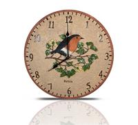 mysmartbuy Robin Bird Design Indoor or Outdoor Clock - Battery Powered Weather Resistant Wall Fence Clock for Home or Garden - 30cm Diameter mysmartbuy Light Brown