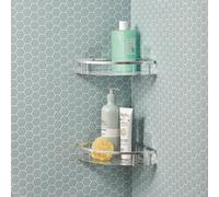 mysmartbuy Set of 2 Easy-Fix Corner Shelves - Silver Metal Shelving with Drainage Holes & Self-Adhesive Fixing Pads for Shower & Bathroom mysmartbuy Silver