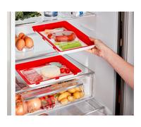 MySmartBuy 2x Food Preservation Trays - Pack of 2 Vacuum Seal & Store Food Storage 30 x 23cm Leftover Storage Tray - Stackable Silicone Sealed Food Preservers for 5cm Left Overs, White,3241828