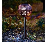 mysmartbuy Set of 3 Solar Powered Orb-Shaped Filigree Garden Stake Lights in Bronze mysmartbuy Bronze