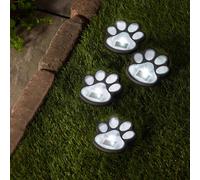 mysmartbuy Set of 4 Solar Powered Paw Print Design Garden Stake Lights in Black mysmartbuy Black