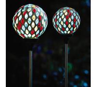mysmartbuy Solar Mosaic Globe Stake Light - H75 x 9cm Colourful Outdoor Garden Lighting for Borders, Pathway, Patios, Balcony, Lawns | Size: 1 Pack mysmartbuy Multicolor 1 Pack