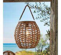 mysmartbuy Solar Powered Tortoli Natural Rope Lantern - Weatherproof Freestanding or Hanging Outdoor Garden LED Lamp Light - H25.5 x 25cm mysmartbuy Brown 25.5 x 25 cm