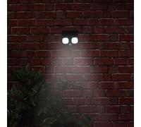 mysmartbuy Solar Powered Twin LED PIR Motion Sensor Security Lamp - 300 Lumen Wall or Floor Mounted Outdoor Light with 7m Detection Range in Black mysmartbuy Black