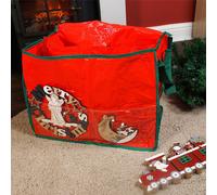 mysmartbuy Storage Bag with Side Pouch, Carry Handles, Zipper & 3 Compartments - Store Clothes, Festive Christmas Decorations, Toys, Crafts in Red mysmartbuy Red
