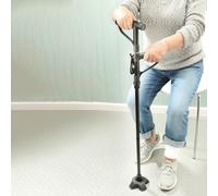 mysmartbuy Walking Stick - Height Adjustable Foldable Mobility Aid Cane with 2 Cushioned Handles, Built-In LED Torch & Non-Slip Rubber Base in Black mysmartbuy Black