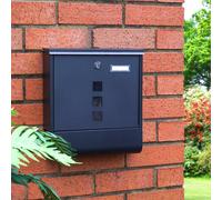 mysmartbuy Wall Mounted Lockable Letterbox - Stainless Steel Mail Box with Top Opening Flap, Newspaper Holder & Name or Number Slot in Black mysmartbuy Black