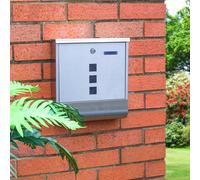 mysmartbuy Wall Mounted Lockable Letterbox - Stainless Steel Mail Box with Top Opening Flap, Newspaper Holder & Name or Number Slot in Silver mysmartbuy Silver