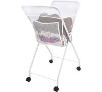 mysmartbuy White No Bend Laundry Basket on Wheels - Lightweight Foldable Portable Washing Trolley, Holds up to 14kg - H87 x W56 x D46cm mysmartbuy White
