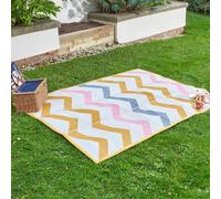 mysmartbuy Zig Zag Alfresco Picnic Rug - Water Resistant Foldable Outdoor Mat | Size: 150 cm x 210 cm mysmartbuy Multicolor 150 cm x 210 cm