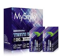 MySmile 100pcs Disposable Finger Toothbrush Mint Teeth Wipes for Oral Care, Individually Wrapped Oral Brush Ups for Travel, No Water Needed Dental Wipes to Remove Stains from Wine, Coffee & Tea