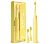 MySmile DY156 Electric Toothbrush for Adults, Rechargeable Sonic Battery Toothbrush Portable with 3 Brush Heads, 2 Mins 5 Modes Smart Timer, 45000VPM, One Charge for 60 Days - Yellow