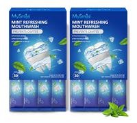 MySmile Mouthwash Alcohol Free, Mouth Wash for Adults, Fluoride Free, Fresh Mint, Travel Sachets (0.41 Fl Oz (Pack of 60))