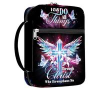 MYSMOR Bible Cover with Handles, Zippered Bible Carrying Case for Women and Girls, Bible Bag Portable, Covers for Bible, Gifts for Christmas Christian