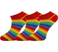 Mysocks 3 Pairs Unisex Ankle Trainer Socks Comfortable Toe Seam Light Weight Fine Cotton Rainbow 5-8