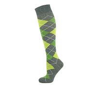 Mysocks Children Knee High Socks for Boys Girls Seamless Toe Cotton Long Socks Argyle Anthracite Green,year 4-6