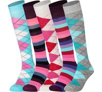Mysocks Knee High Socks for Women and Men - Breathable Combed Cotton Seamless Toe Colorful Unisex Long Socks - Casual Golf Knee Length Socks