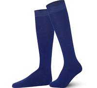 Mysocks Knee High Socks for Women Men Girls - Seamless Toe Plain Long Knee Length Socks - Breathable Cotton Tall Sock Stockings Indigo,8-11