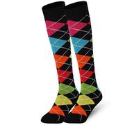 Mysocks Knee High Socks Long Golf Socks Fancy Colorful Argyle Socks for Men Women - 2 Pairs Argyle 0116
