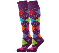 Mysocks Knee High Socks Long Golf Socks Fancy Colorful Argyle Socks for Men Women - 2 Pairs Argyle 0118