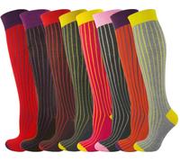 Mysocks Knee High Socks Men Womens Girls Cotton Seamless Toe Long Sock Knee Length Socks 8 Pairs Ribbed,4-7