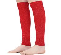 Mysocks Leg Warmers Extra Soft Stylish Fancy Winter 80s Party Dance Glitter Long Legwarmers for Women Girls Ladies Red Speckled Glitter