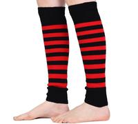 Mysocks Leg Warmers Extra Soft Stylish Fancy Winter 80s Party Dance Striped Long Legwarmers for Women Girls Ladies Striped Red Black