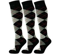 Mysocks Unisex Adults Knee-High Socks - 3 Count Black Dark Anthracite Ash Argyle Modern Everyday Knee Length Reinforced Toe Seamless Lightweight Golf Socks 8-11 Size