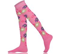 Mysocks Unisex Adults Knee-High Socks - Pink, Size 5-9, 1 Count - Over The Knee, Reinforced Toe, Lightweight, Seamless, Modern, Colorful, Flower Pattern - OKF0116p