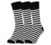 Mysocks Unisex Extra Fine Combed Cotton Crew Socks |Colourful Designs | Seamless Toe | Make Your Steps Enjoyable, 3 Pairs Stripe White and Black, 8-12