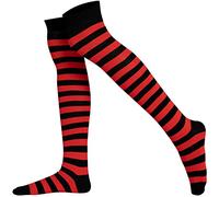 Mysocks Unisex Over the Knee Stripe Socks Two Colours Thick Stripe Red and Black