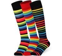 Mysocks Unisex Rainbow Socks Seamless Toe Finest Combed Cotton 3 Pairs Knee High Thin Rainbow