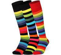 Mysocks Unisex Rainbow Socks Seamless Toe Finest Combed Cotton Knee High Rainbow 3 Pairs