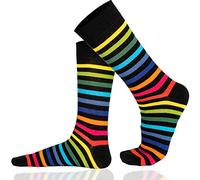 Mysocks Unisex Rainbow Socks Seamless Toe Finest Combed Cotton Rainbow Dark Stripe 4-7