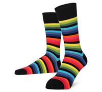 Mysocks Unisex Rainbow Socks Seamless Toe Finest Combed Cotton Rainbow New Dark Stripe 4-7